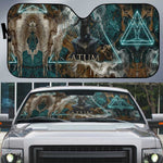 Atum Auto Sun Shade Ancient Egyptian Teal Marble Smoke, Solar Barque Crown, Creator Deity Statue - African Pride