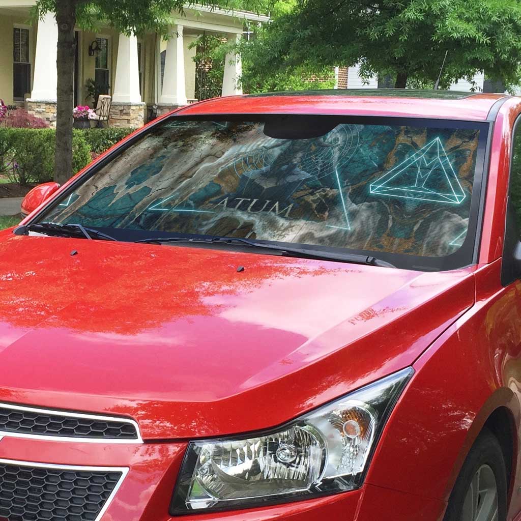Atum Auto Sun Shade Ancient Egyptian Teal Marble Smoke, Solar Barque Crown, Creator Deity Statue - African Pride