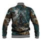 Atum Baseball Jacket Ancient Egyptian Teal Marble Smoke, Solar Barque Crown, Creator Deity Statue - African Pride