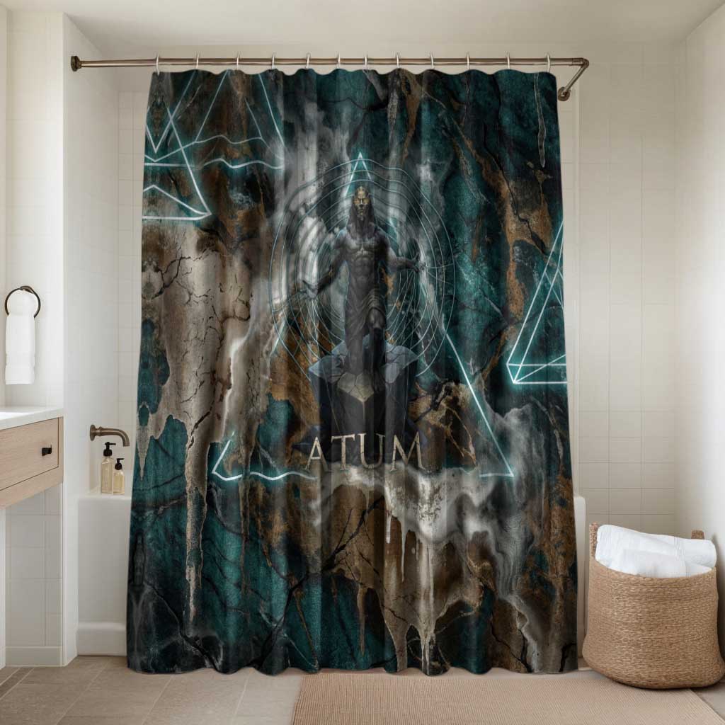 Atum Bathroom Set Ancient Egyptian Teal Marble Smoke, Solar Barque Crown, Creator Deity Statue - African Pride
