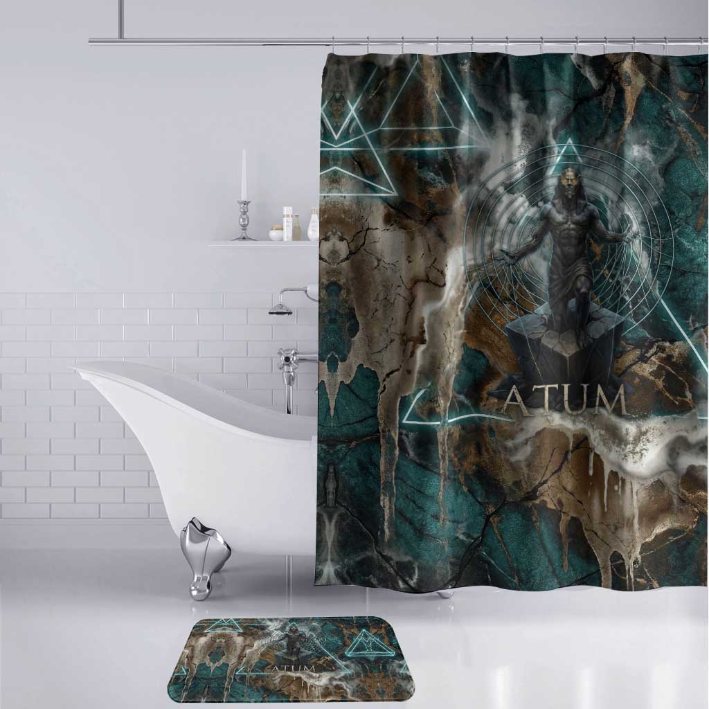 Atum Bathroom Set Ancient Egyptian Teal Marble Smoke, Solar Barque Crown, Creator Deity Statue - African Pride