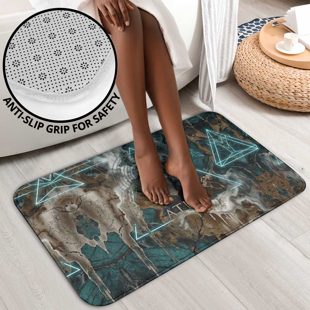 Atum Bathroom Set Ancient Egyptian Teal Marble Smoke, Solar Barque Crown, Creator Deity Statue - African Pride