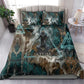 Atum Bedding Set Ancient Egyptian Teal Marble Smoke, Solar Barque Crown, Creator Deity Statue - African Pride