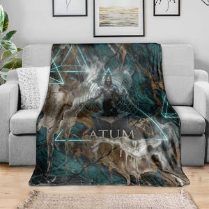 Atum Blanket Ancient Egyptian Teal Marble Smoke, Solar Barque Crown, Creator Deity Statue - African Pride