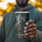 Atum 4 in 1 Can Cooler Tumbler Ancient Egyptian Teal Marble Smoke, Solar Barque Crown, Creator Deity Statue - African Pride