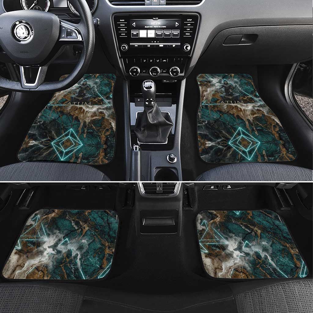 Atum Car Mats Ancient Egyptian Teal Marble Smoke, Solar Barque Crown, Creator Deity Statue - African Pride