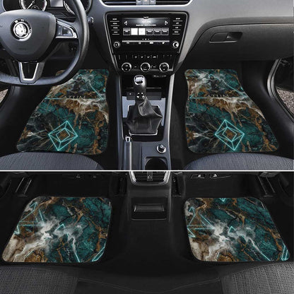Atum Car Mats Ancient Egyptian Teal Marble Smoke, Solar Barque Crown, Creator Deity Statue - African Pride