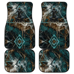Atum Car Mats Ancient Egyptian Teal Marble Smoke, Solar Barque Crown, Creator Deity Statue - African Pride