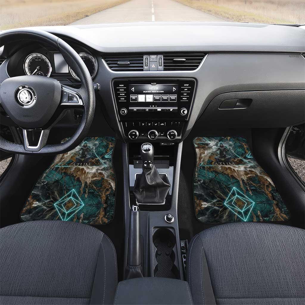 Atum Car Mats Ancient Egyptian Teal Marble Smoke, Solar Barque Crown, Creator Deity Statue - African Pride