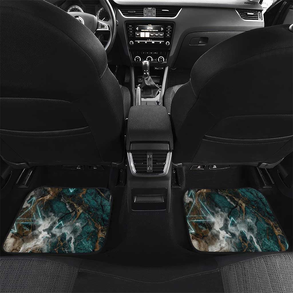 Atum Car Mats Ancient Egyptian Teal Marble Smoke, Solar Barque Crown, Creator Deity Statue - African Pride