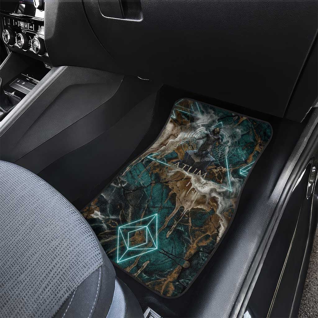 Atum Car Mats Ancient Egyptian Teal Marble Smoke, Solar Barque Crown, Creator Deity Statue - African Pride