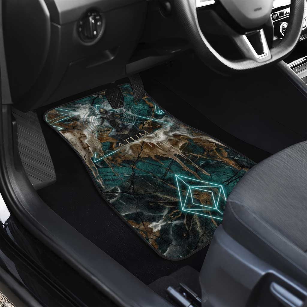 Atum Car Mats Ancient Egyptian Teal Marble Smoke, Solar Barque Crown, Creator Deity Statue - African Pride