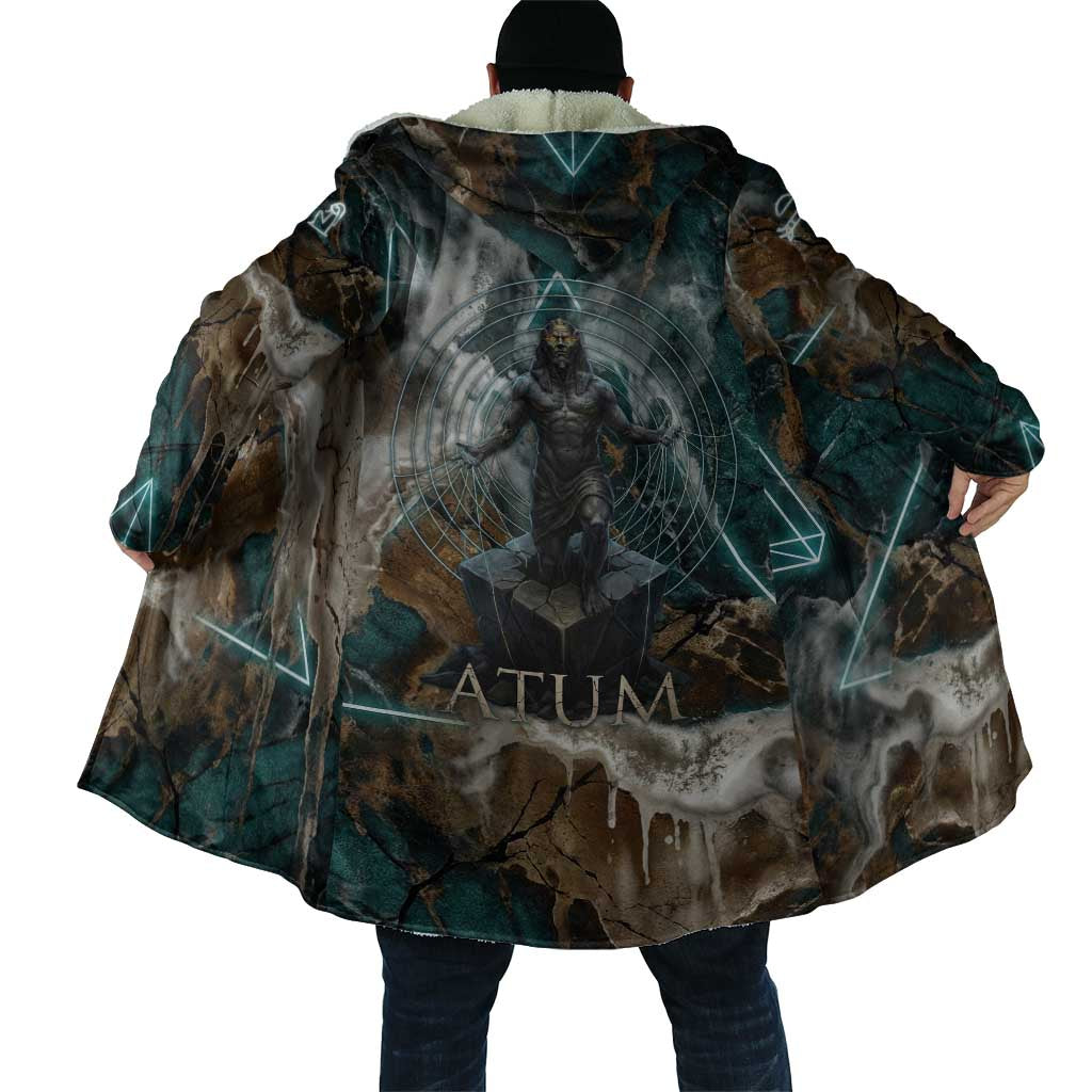Atum Cloak Ancient Egyptian Teal Marble Smoke, Solar Barque Crown, Creator Deity Statue - African Pride