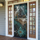 Atum Door Cover Ancient Egyptian Teal Marble Smoke, Solar Barque Crown, Creator Deity Statue - African Pride
