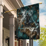 Atum Garden Flag Ancient Egyptian Teal Marble Smoke, Solar Barque Crown, Creator Deity Statue - African Pride