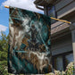 Atum Garden Flag Ancient Egyptian Teal Marble Smoke, Solar Barque Crown, Creator Deity Statue - African Pride