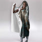 Atum Hooded Blanket Ancient Egyptian Teal Marble Smoke, Solar Barque Crown, Creator Deity Statue - African Pride