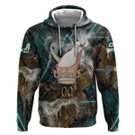 Atum Hoodie Ancient Egyptian Teal Marble Smoke, Solar Barque Crown, Creator Deity Statue - African Pride