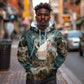 Atum Hoodie Ancient Egyptian Teal Marble Smoke, Solar Barque Crown, Creator Deity Statue - African Pride