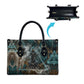 Atum Leather Bag Ancient Egyptian Teal Marble Smoke, Solar Barque Crown, Creator Deity Statue - African Pride