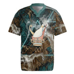 Atum Rugby Jersey Ancient Egyptian Teal Marble Smoke, Solar Barque Crown, Creator Deity Statue - African Pride