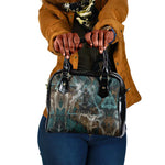 Atum Shoulder Handbag Ancient Egyptian Teal Marble Smoke, Solar Barque Crown, Creator Deity Statue - African Pride
