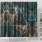 Atum Shower Curtain Ancient Egyptian Teal Marble Smoke, Solar Barque Crown, Creator Deity Statue - African Pride
