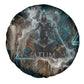 Atum Spare Tire Cover Ancient Egyptian Teal Marble Smoke, Solar Barque Crown, Creator Deity Statue - African Pride