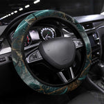 Atum Steering Wheel Cover Ancient Egyptian Teal Marble Smoke, Solar Barque Crown, Creator Deity Statue - African Pride