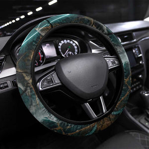 Atum Steering Wheel Cover Ancient Egyptian Teal Marble Smoke, Solar Barque Crown, Creator Deity Statue - African Pride