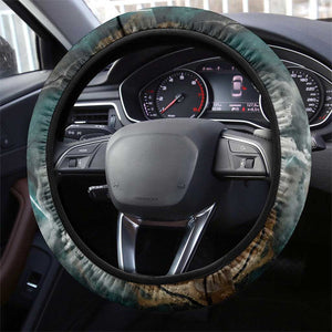 Atum Steering Wheel Cover Ancient Egyptian Teal Marble Smoke, Solar Barque Crown, Creator Deity Statue - African Pride