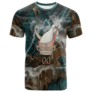 Atum T shirt Ancient Egyptian Teal Marble Smoke, Solar Barque Crown, Creator Deity Statue - African Pride