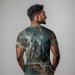 Atum T shirt Ancient Egyptian Teal Marble Smoke, Solar Barque Crown, Creator Deity Statue - African Pride