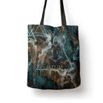 Atum Tote Bag Ancient Egyptian Teal Marble Smoke, Solar Barque Crown, Creator Deity Statue - African Pride