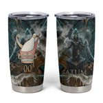 Atum Tumbler Cup Ancient Egyptian Teal Marble Smoke, Solar Barque Crown, Creator Deity Statue - African Pride