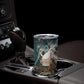 Atum Tumbler Cup Ancient Egyptian Teal Marble Smoke, Solar Barque Crown, Creator Deity Statue - African Pride