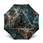 Atum Umbrella Ancient Egyptian Teal Marble Smoke, Solar Barque Crown, Creator Deity Statue - African Pride