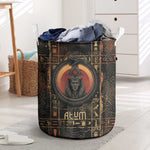 Atum Ancient Egyptian Laundry Basket with Dark Hieroglyph Grid, Ouroboros Serpent Ring and The Final Serpent - African Pride