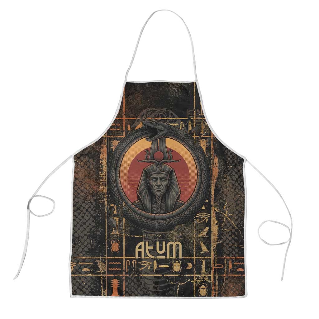 Atum Ancient Egyptian Apron with Dark Hieroglyph Grid, Ouroboros Serpent Ring and The Final Serpent - African Pride