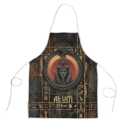Atum Ancient Egyptian Apron with Dark Hieroglyph Grid, Ouroboros Serpent Ring and The Final Serpent - African Pride