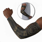 Atum Ancient Egyptian Arm Sleeves with Dark Hieroglyph Grid, Ouroboros Serpent Ring and The Final Serpent - African Pride