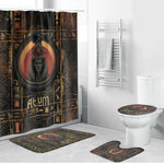 Atum Ancient Egyptian Bathroom Set with Dark Hieroglyph Grid, Ouroboros Serpent Ring and The Final Serpent - African Pride