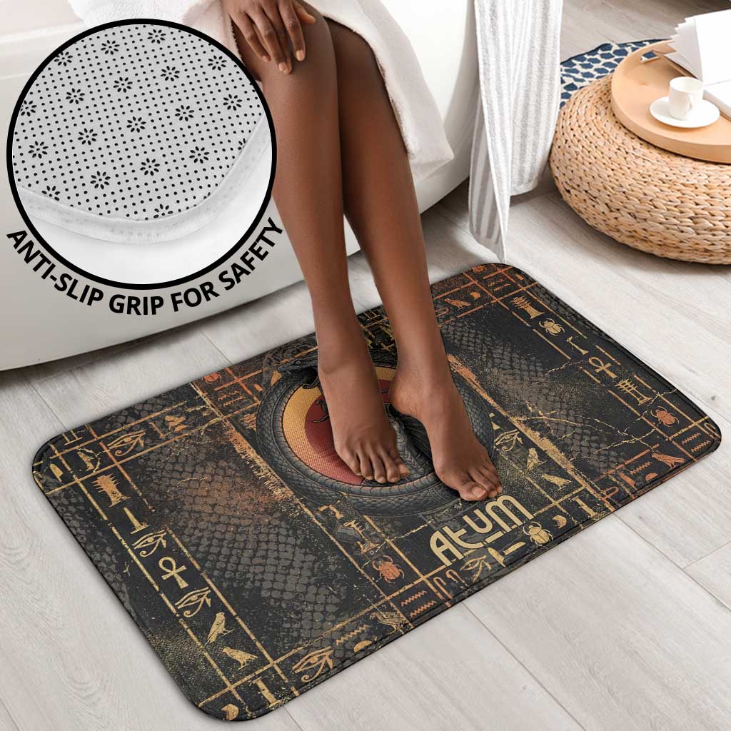 Atum Ancient Egyptian Bathroom Set with Dark Hieroglyph Grid, Ouroboros Serpent Ring and The Final Serpent - African Pride