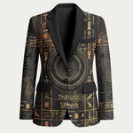 Atum Ancient Egyptian Blazer with Dark Hieroglyph Grid, Ouroboros Serpent Ring and The Final Serpent - African Pride
