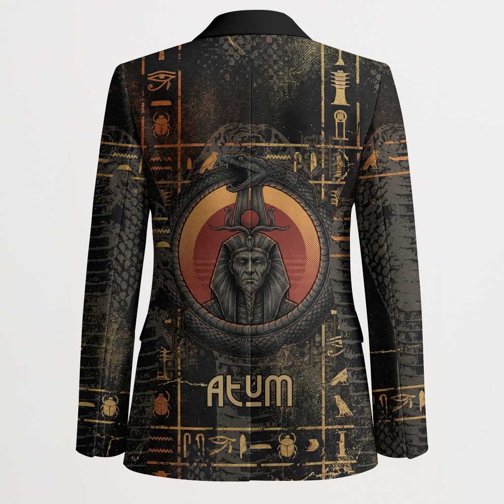 Atum Ancient Egyptian Blazer with Dark Hieroglyph Grid, Ouroboros Serpent Ring and The Final Serpent - African Pride