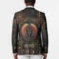Atum Ancient Egyptian Blazer with Dark Hieroglyph Grid, Ouroboros Serpent Ring and The Final Serpent - African Pride