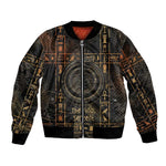 Atum Ancient Egyptian Bomber Jacket with Dark Hieroglyph Grid, Ouroboros Serpent Ring and The Final Serpent - African Pride