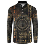 Atum Ancient Egyptian Button Sweatshirt with Dark Hieroglyph Grid, Ouroboros Serpent Ring and The Final Serpent