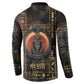 Atum Ancient Egyptian Button Sweatshirt with Dark Hieroglyph Grid, Ouroboros Serpent Ring and The Final Serpent