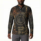Atum Ancient Egyptian Button Sweatshirt with Dark Hieroglyph Grid, Ouroboros Serpent Ring and The Final Serpent